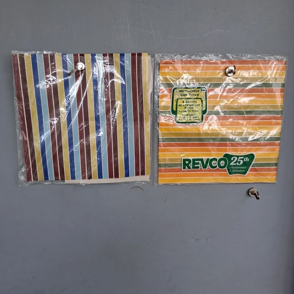 Vintage 70s Striped Flat Gift Wrap NOS Very Cool Wrapping Paper